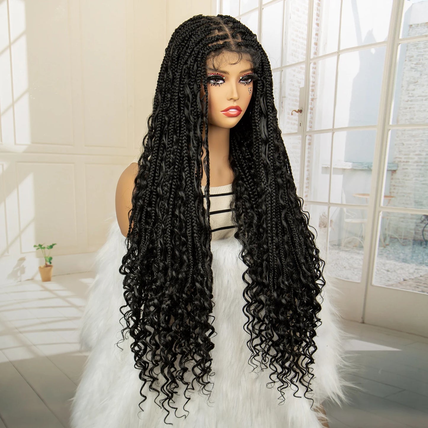 32 Inch Senegalese Twist Braided Wig - Knotless - Full Lace - Synthetic - with Baby Hair