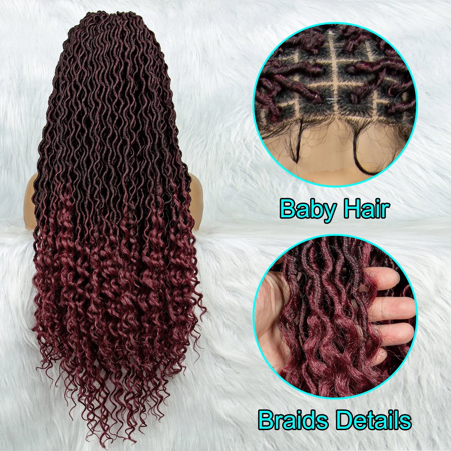 32 Inch Goddess Locs Lace Front Wig | Curly Ends | Faux Locs | Synthetic Hair | With Baby Hair