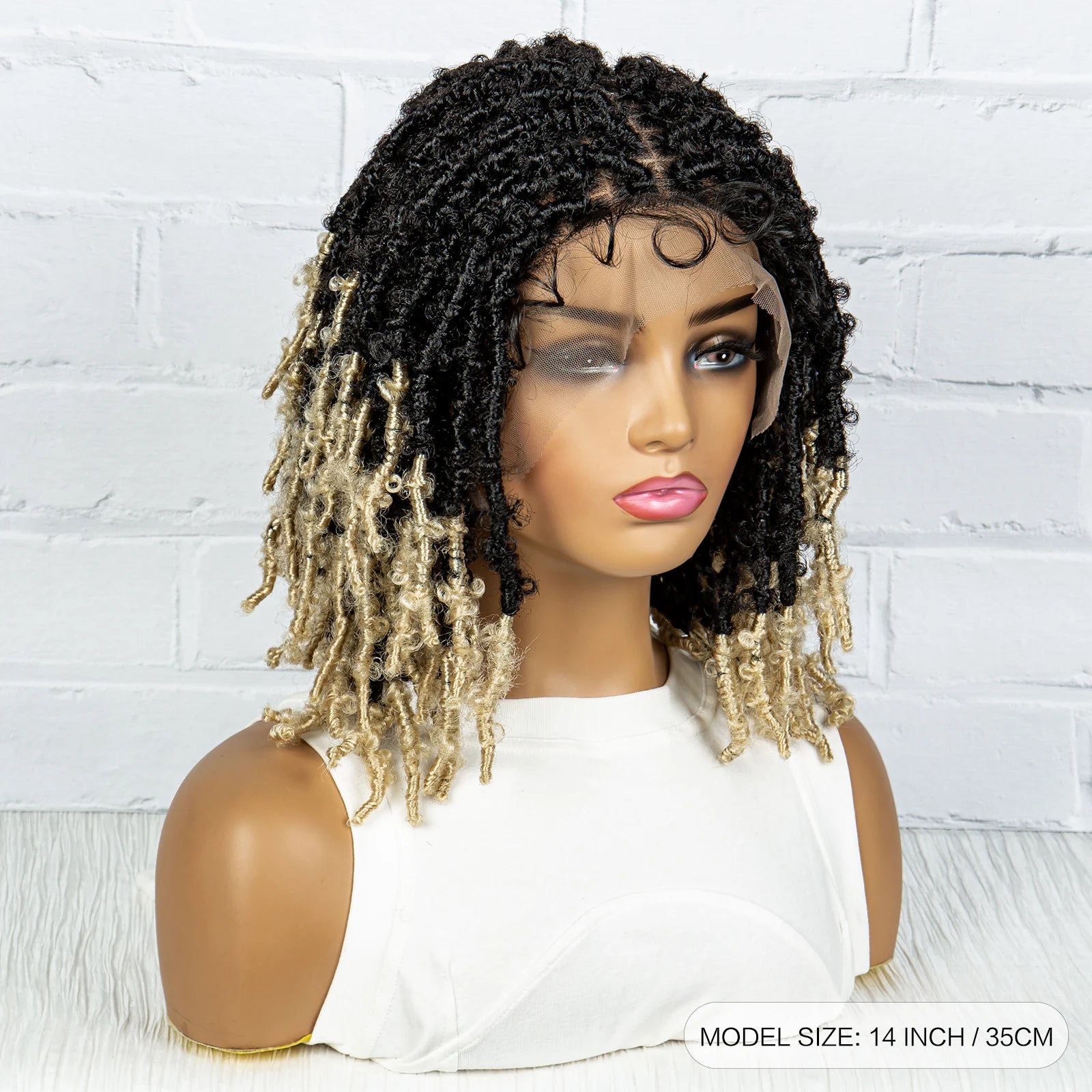 Burgundy Short Faux Locs Wig | Knotless Braids | Synthetic Lace Front | With Baby Hair | For Women