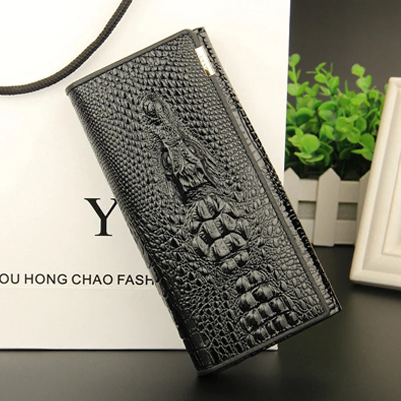 Women PU Leather Handbag Crocodile Pattern Long Wallet Large Capacity Clutch Phone Bag Coin Purse Card Card Holder for Party