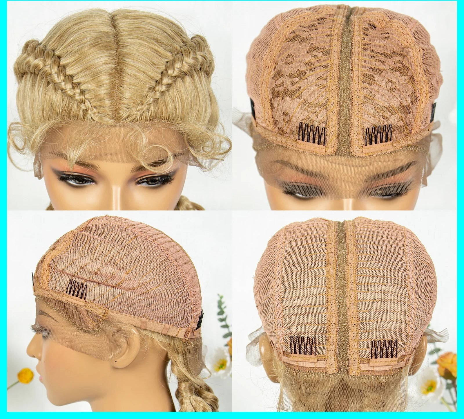 KIMA Blonde Dutch Twins Braids Wig | Full Lace Cornrows & Curly Ends Luxegan