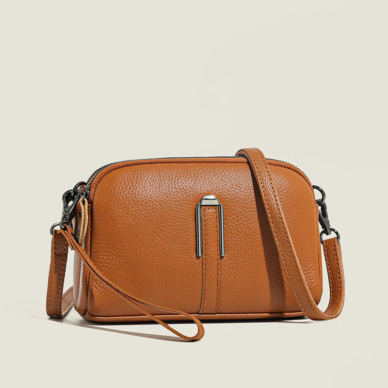 Luxury Genuine Leather Women's Crossbody Bag | Solid Color Shoulder Messenger & Clutch Phone Bag (Soft Cowhide, Sequined) Luxegan
