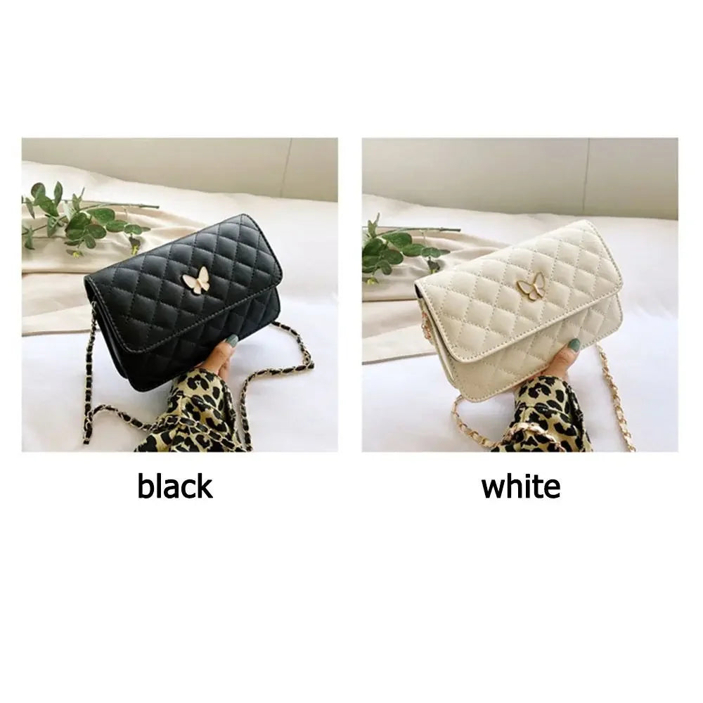 PU Leather Shoulder Bag Classic Style | Diamond Pattern Chain Bag & Women's Trendy All-Match Crossbody Bag (Mini Korean Style) Luxegan