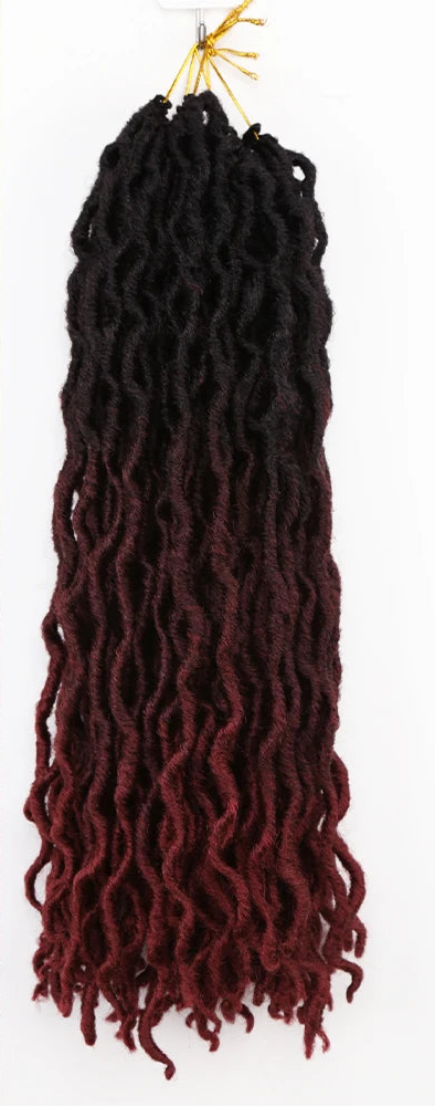 Goddess Faux Locs Crochet Hair | Soft Curly Ombre Dreadlock Extensions (Synthetic Braiding) Luxegan