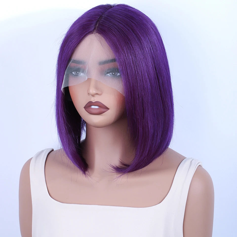 Rebecca Purple Bob Wig | 13x5x1 Transparent Lace Front Human Hair Luxegan