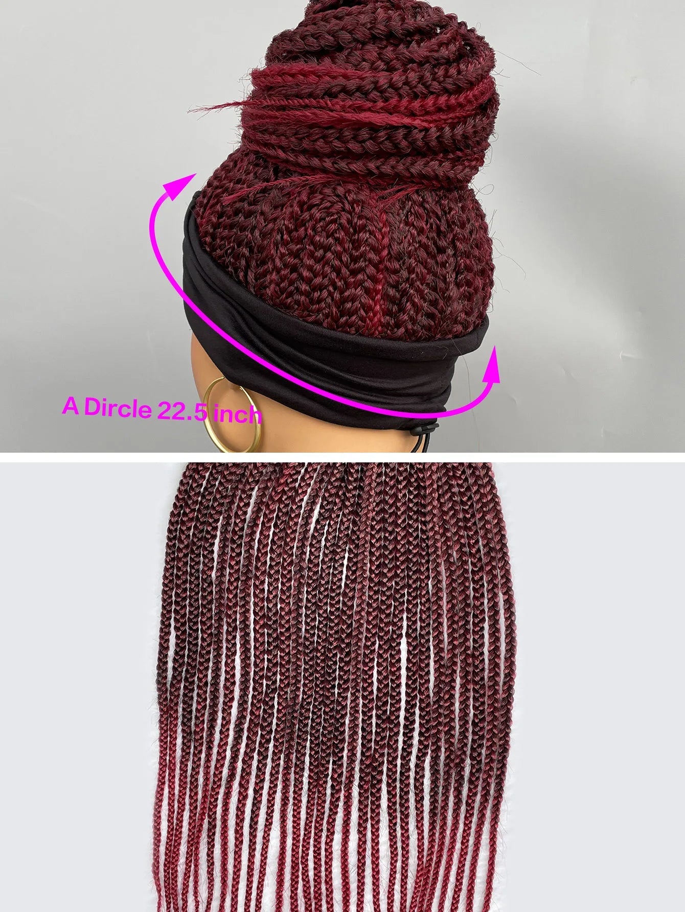 26" Twist Cornrow Headband Wig | Crochet Braids | Long Straight Synthetic Luxegan