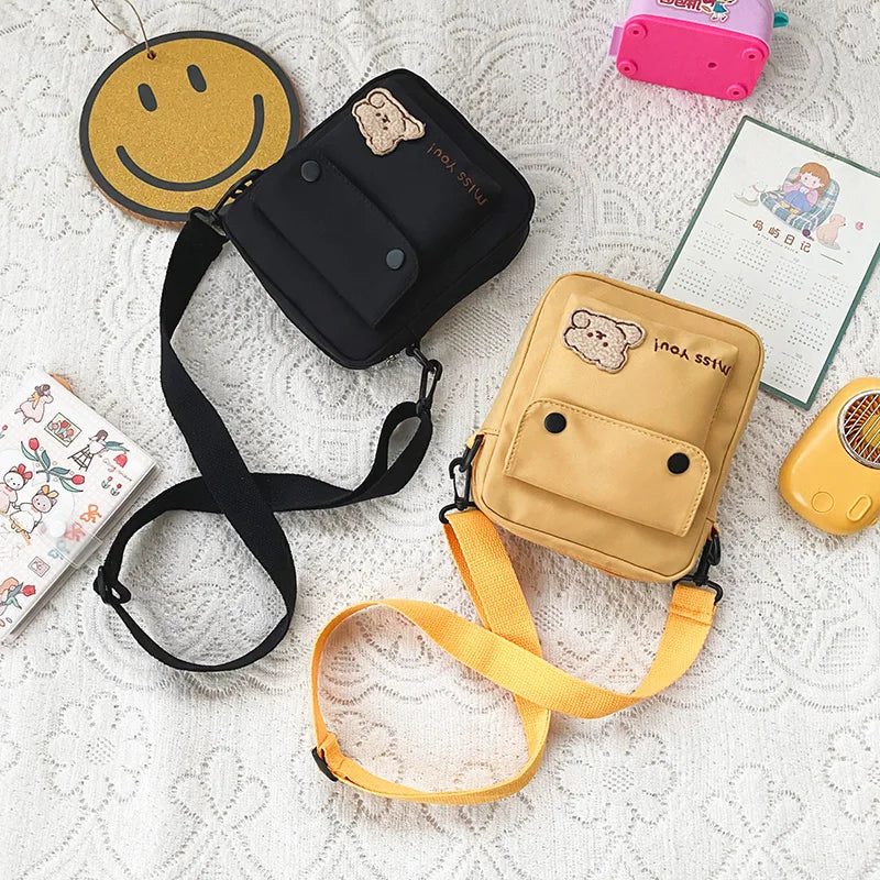 Cute Bear Nylon Bag | Preppy Mini Crossbody & Shoulder Purse Luxegan