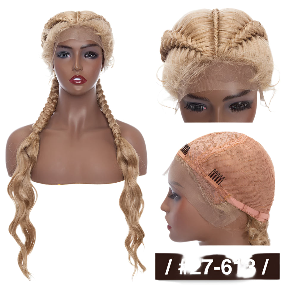 26" Dutch Braids Lace Front Wig | My-Lady Cornrow Afro Wig | Synthetic African Braided Wig | Wavy Texture