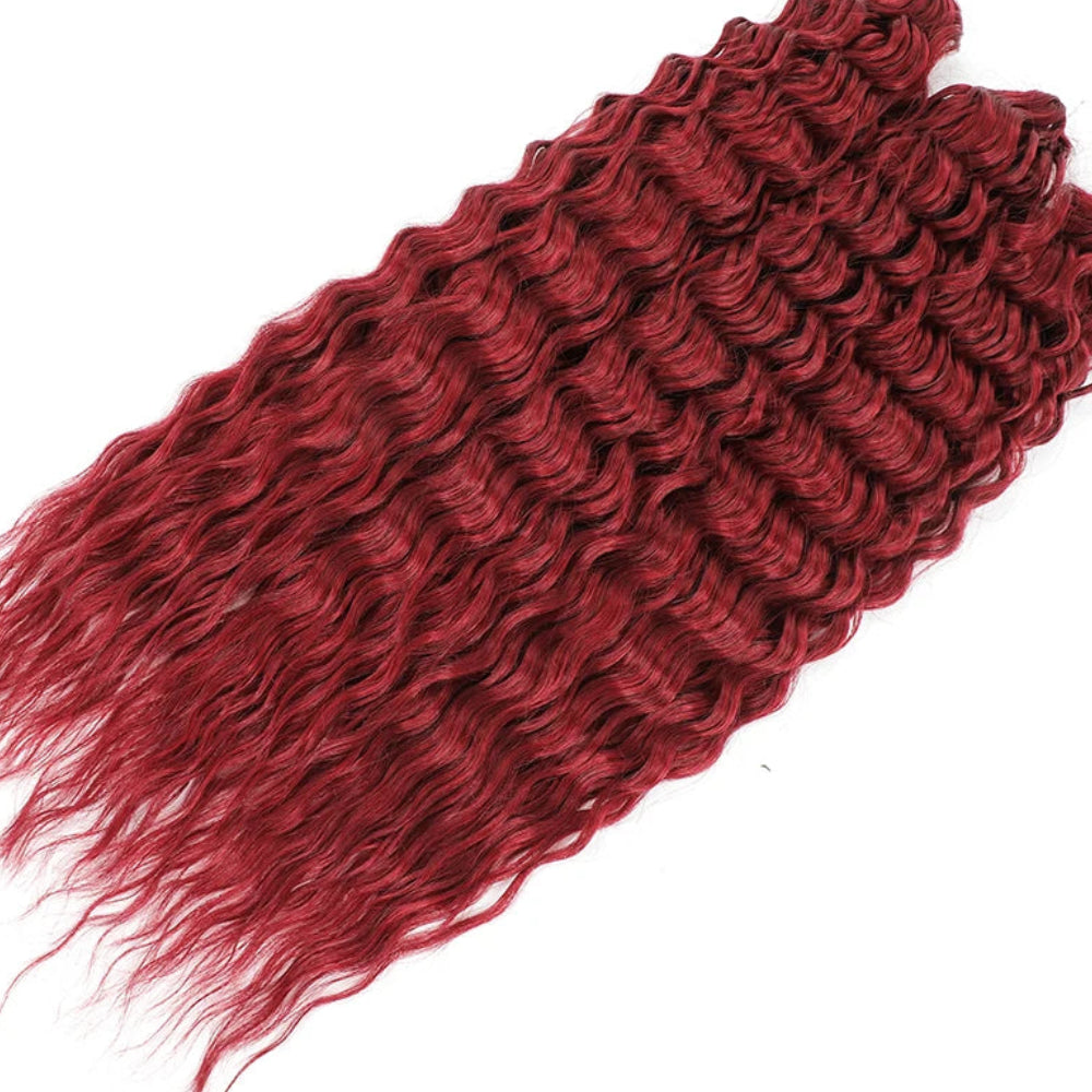 22 Inch Deep Water Wave Crochet Braids – 3 Pcs 300g Bio-Protein Synthetic Hair Bundles for Women Luxegan