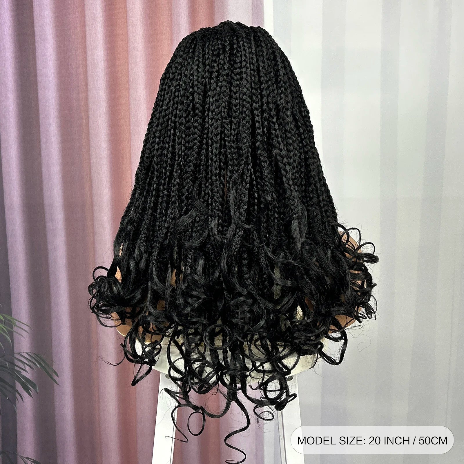 Ombre Knotless Box Braided Wig with Wavy Ends - Lace Front Braided Wig with Baby Hair for Black Women