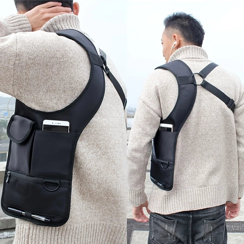 Anti-Pry Organizer Hidden Underarm Bag Inspector Leather Case Tablet Card Holder Wallet Men's Chest Bag Shoulder Bag Luxegan