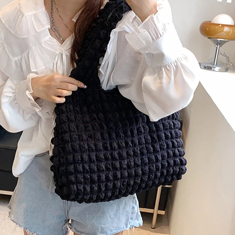Soft Pleated Cloud Tote | Candy Color Large Capacity Shoulder Bag