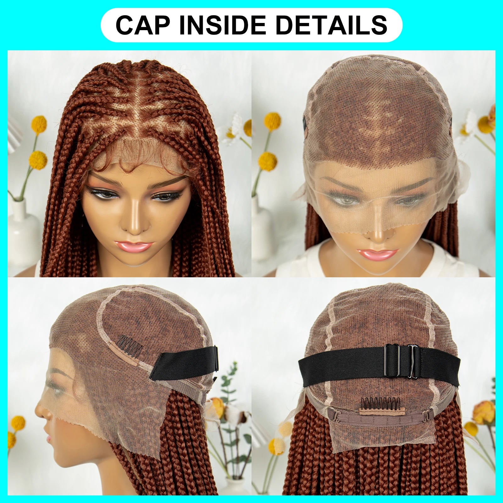 HD Knotless Box Braided Full Lace Wig | Ginger 350# & 613# Blonde | Synthetic Crochet Braids | Black Women Luxegan
