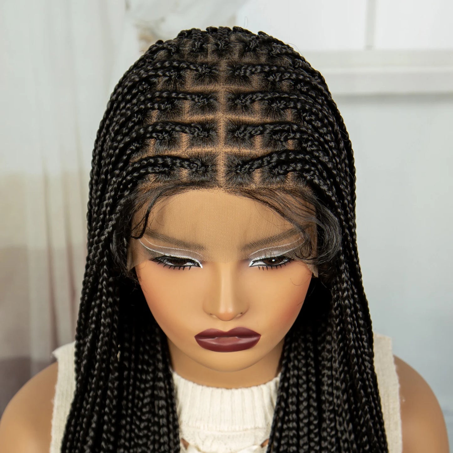 Long Straight Knotless Braids Wig | Full Lace Frontal | Baby Hair Luxegan