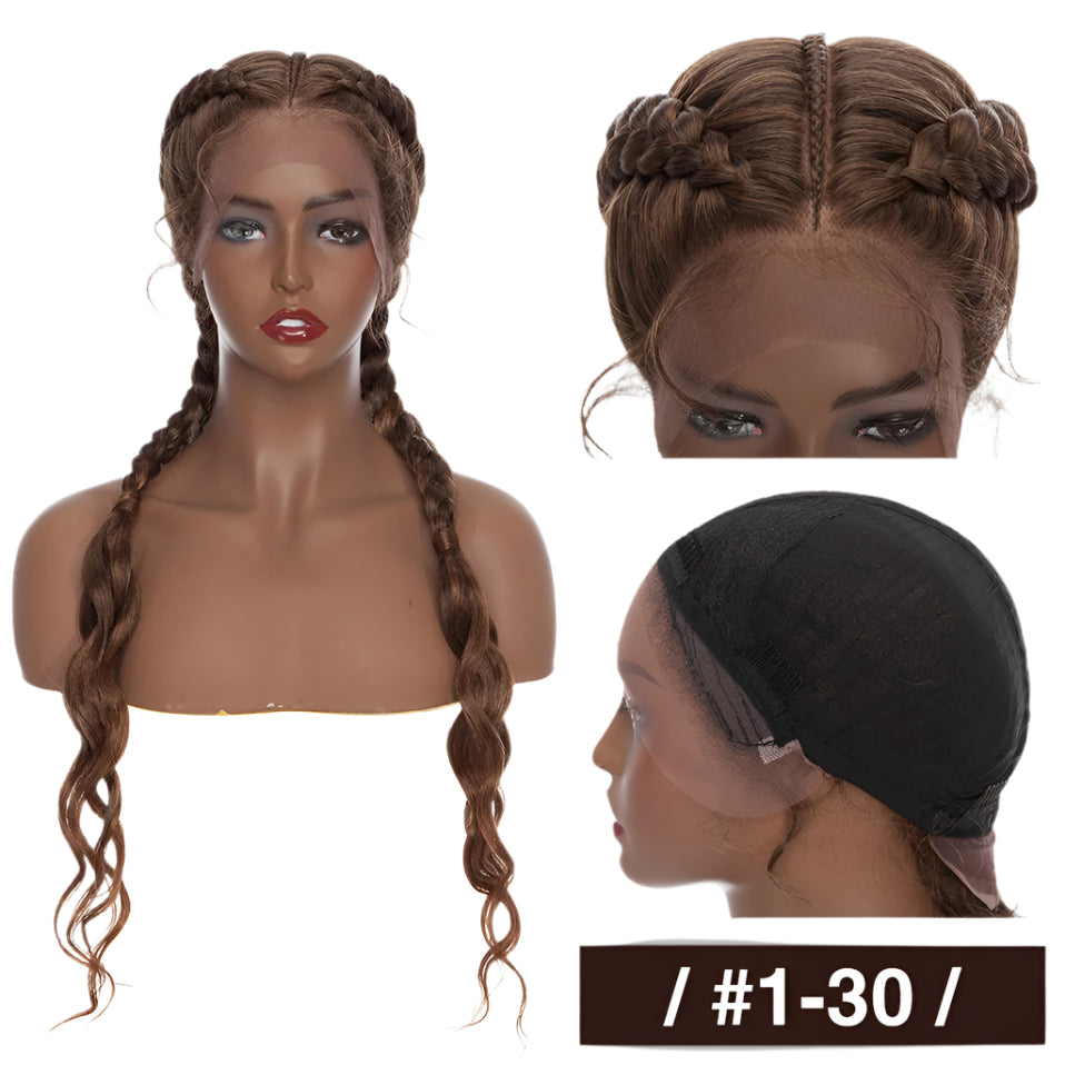 26" Dutch Braids Lace Front Wig | My-Lady Cornrow Afro Wig | Synthetic African Braided Wig | Wavy Texture