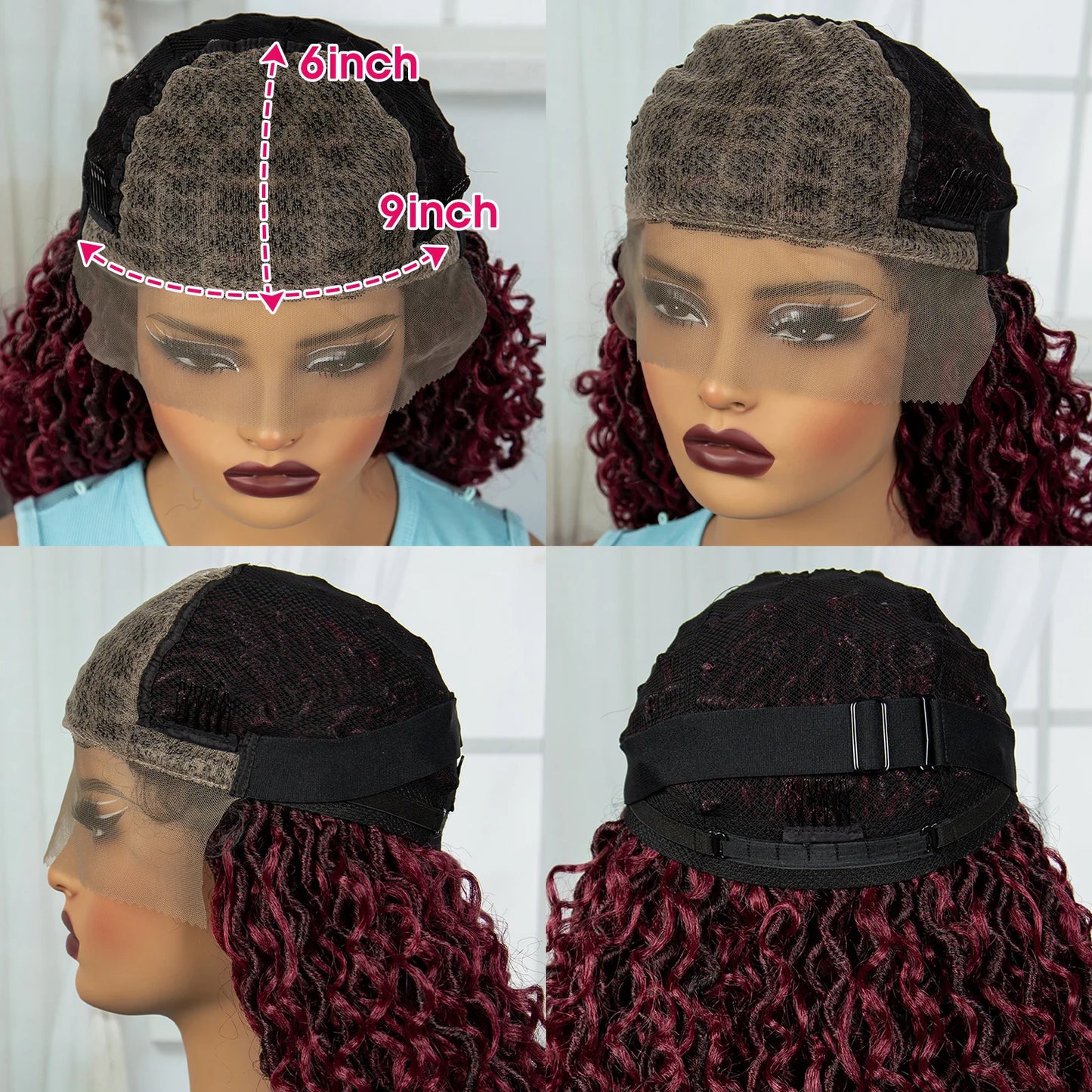 Burgundy Goddess Faux Locs Wig | Curly Ends | Lace Front | Baby Hair Luxegan