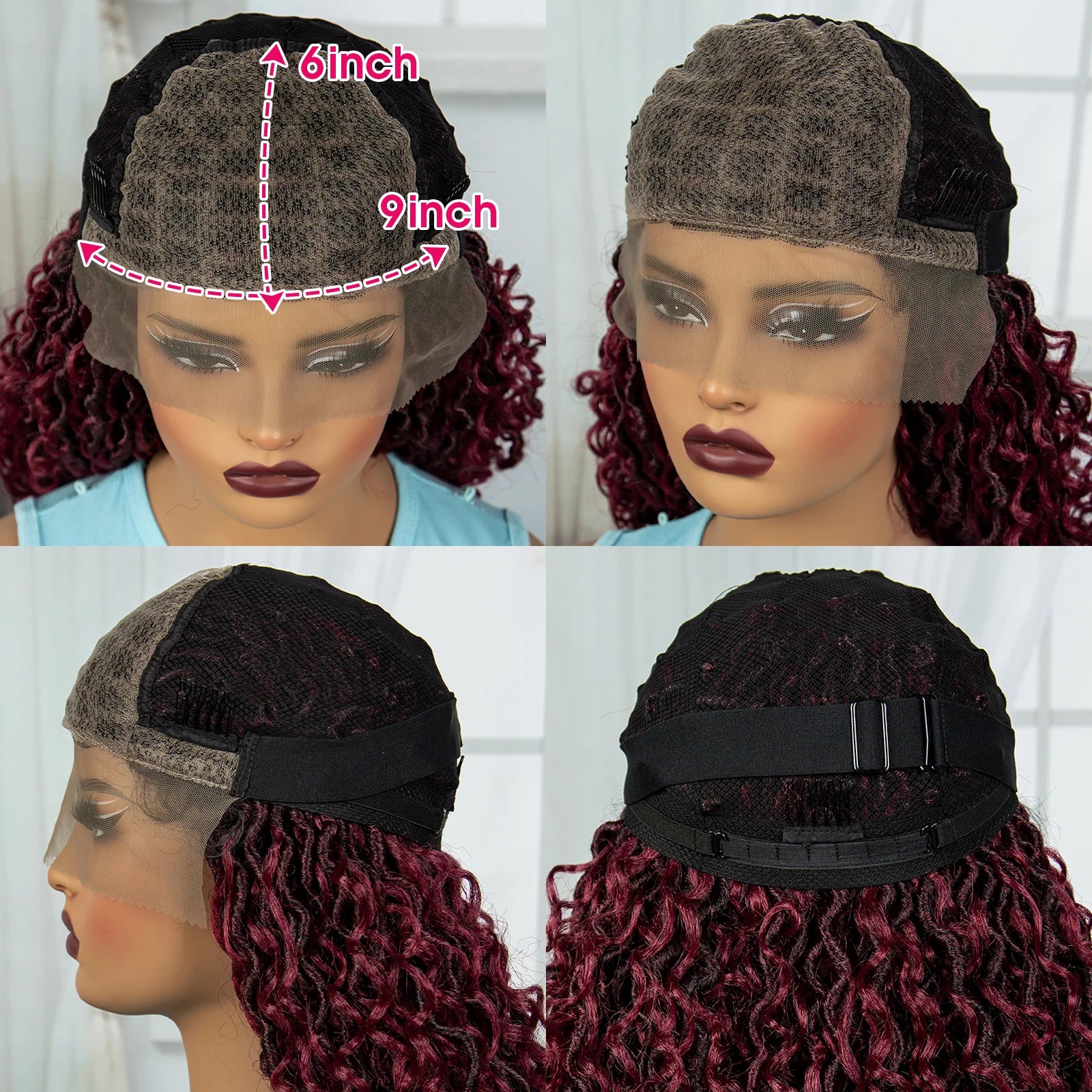 Burgundy Goddess Faux Locs Wig | Curly Ends | Lace Front | Baby Hair Luxegan