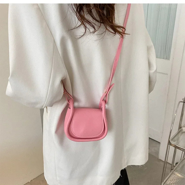 Candy Color Fashion Mini Crossbody Bag | Small PU Leather Saddle Bag & Lipstick Pouch | Versatile Card Holder & Coin Purse with Hasp Closure Luxegan