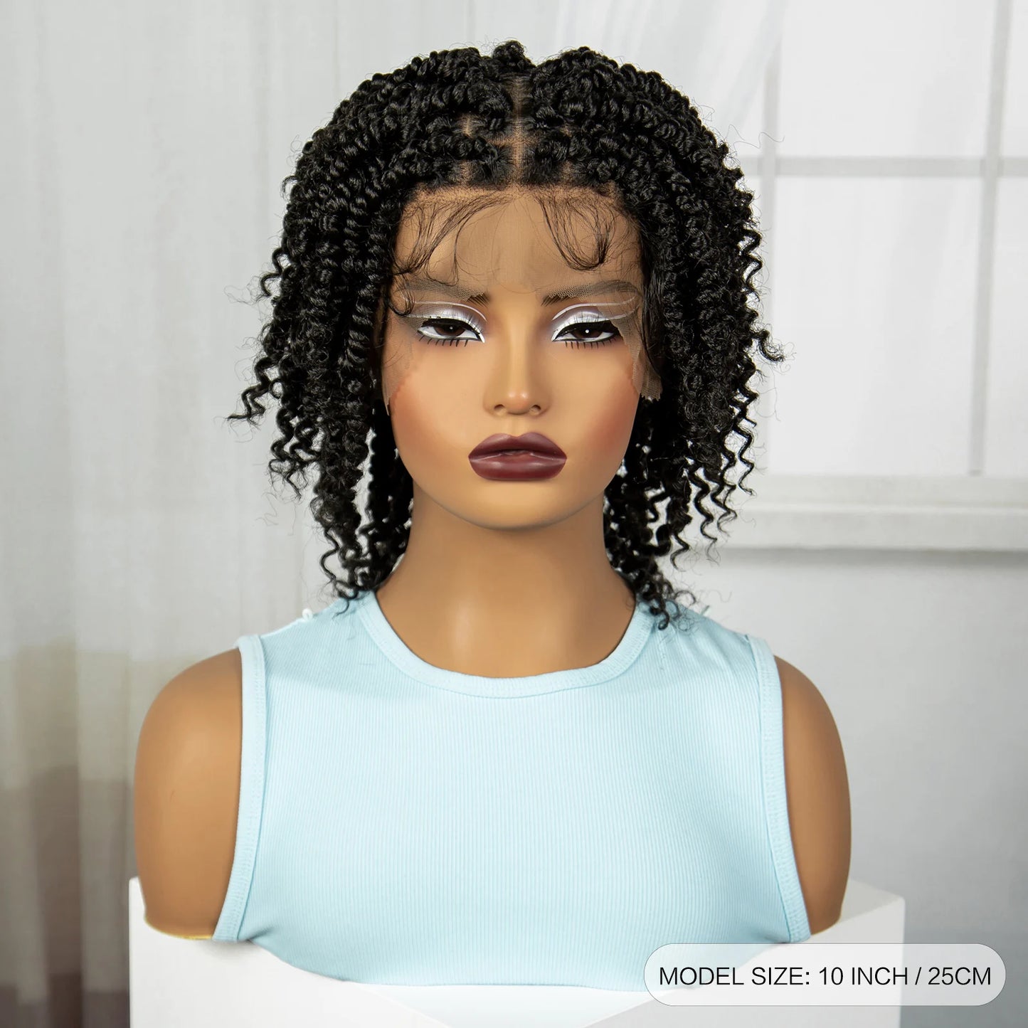 10" Natural Twist Braids Wig | Full Lace | Baby Hair | Short Braided Style Luxegan