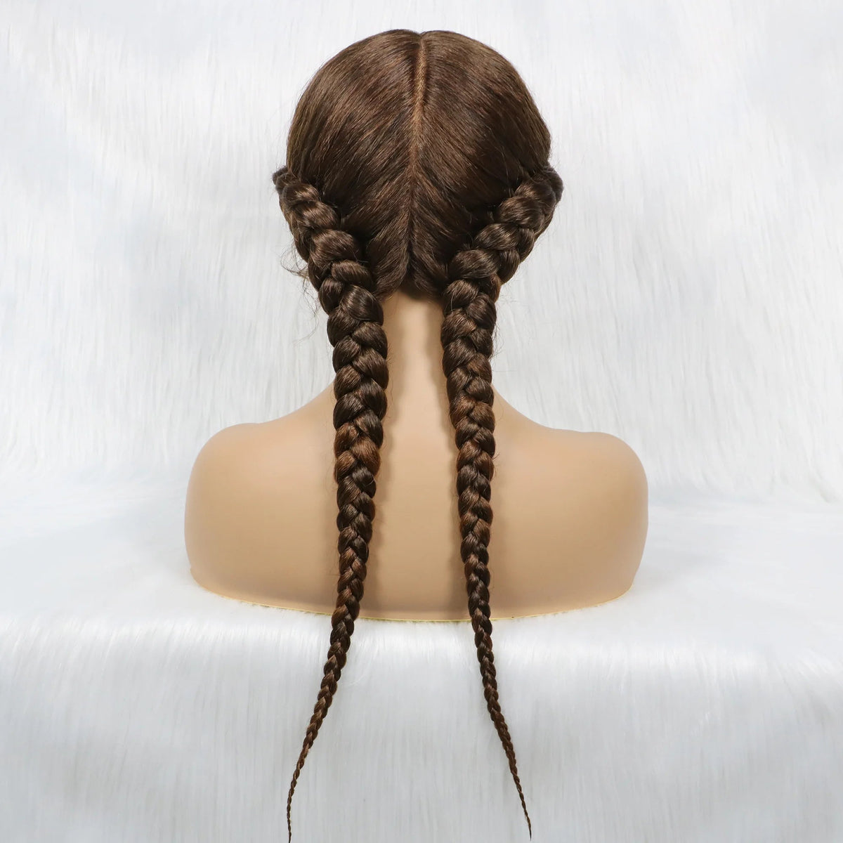 24" Dutch Cornrow Box Braid Wig | Lace Front Synthetic Wig with Baby Hair | Afro Wig for Black Women | High-Temp Fiber Luxegan