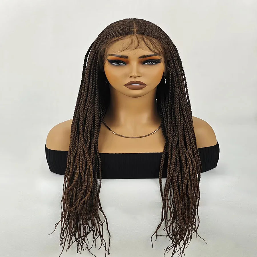 30 Inch Knotless Box Braids Wig | Full Lace Front | Deep Wave | Lightweight | For Black Women