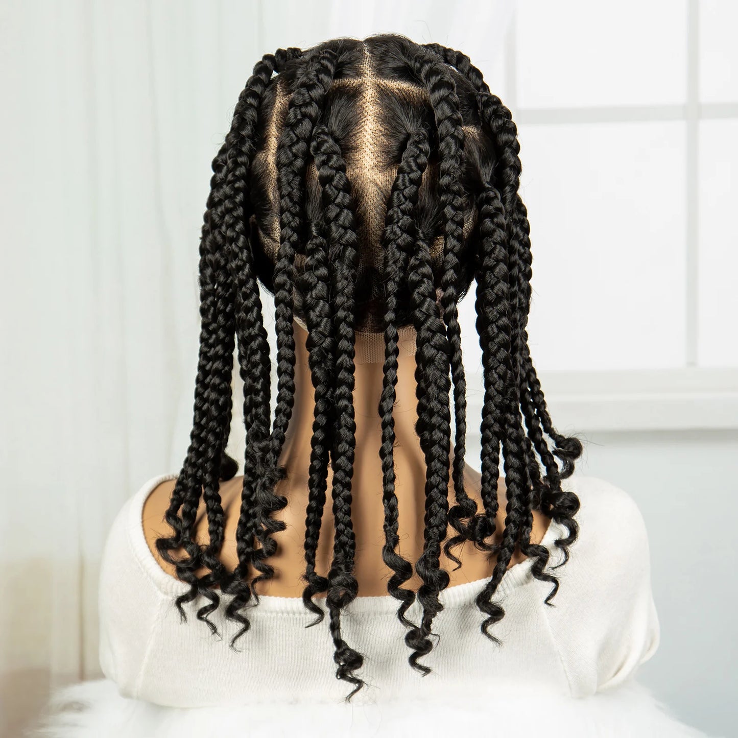 HD Full Lace Knotless Box Braids Wig with Curly Ends | Baby Hair Luxegan