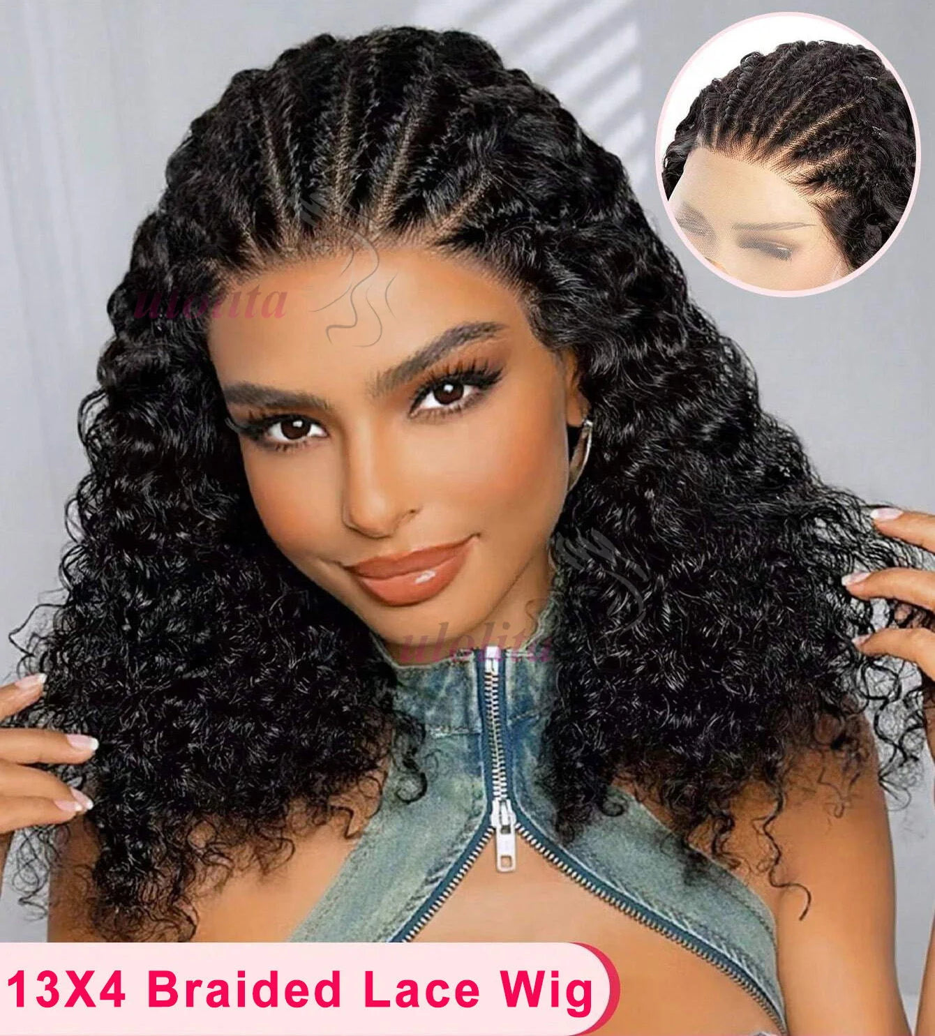 13x4 Human Hair Deep Curl Locs Wig | Knotless Braided Bob | 210 Density | Remy Mongolian Hair Luxegan