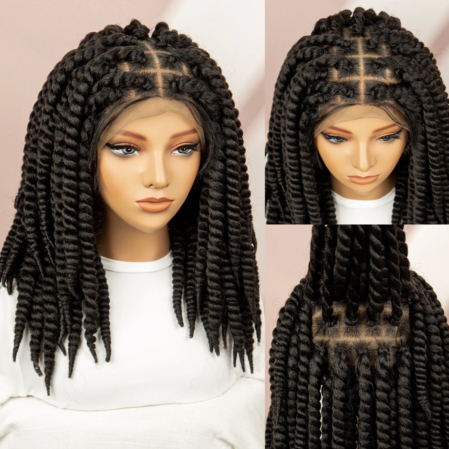 Twisted Braided Wig | Bob Twist Crochet Wig | Full Lace Braided Wig for Black Women | Kanekalon Hair
