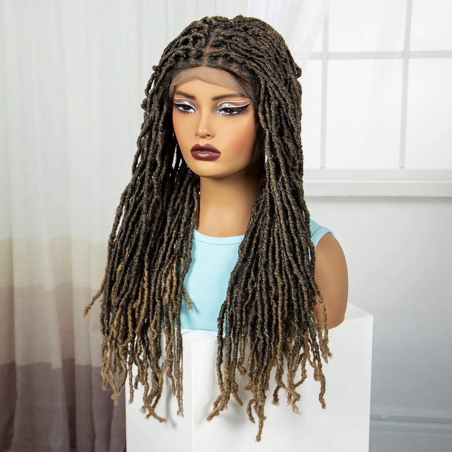 24" Knotless Box Locs Braided Wig | Full Lace Frontal Dreadlock Style Luxegan
