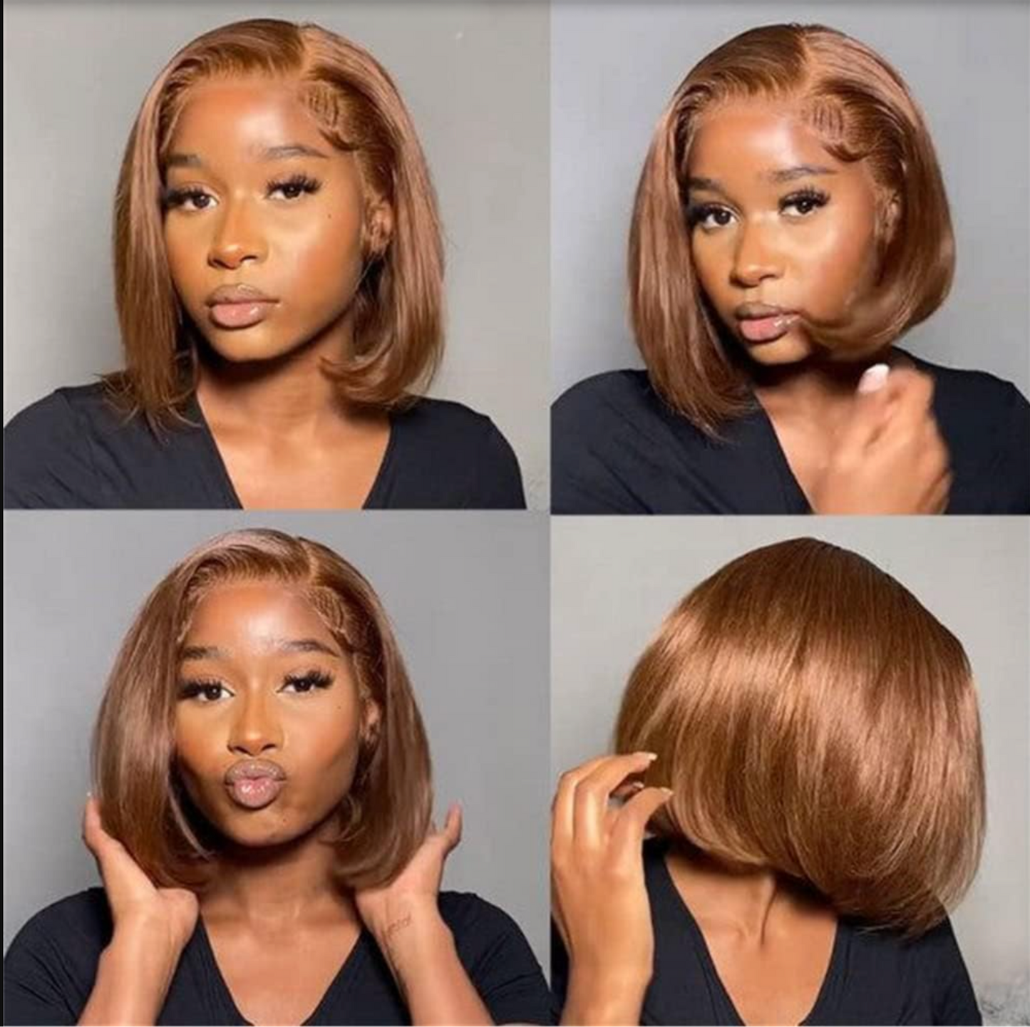 #4 Chocolate Brown Bob Wig | Glueless | Ready To Wear | Brazilian Hair | Human Hair | Straight | Invisible | Closure Wigs For Women - Luxegan