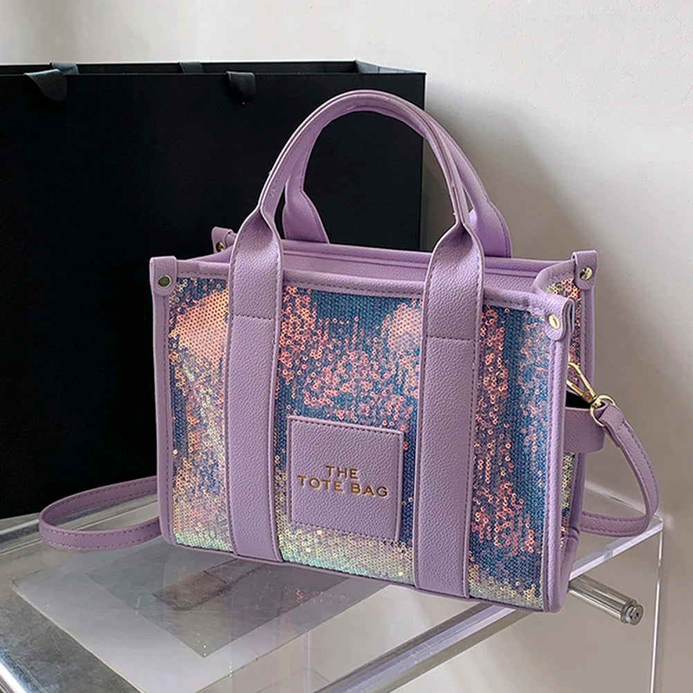 The Tote Bag: Luxury Designer Leather Handbag with Glitter & Sequins Luxegan