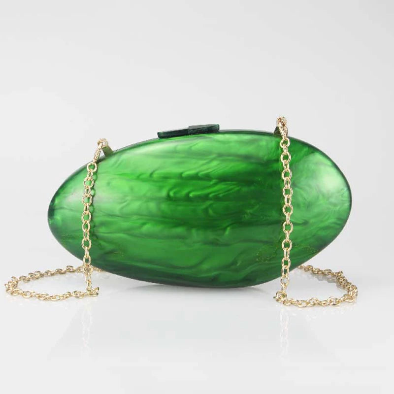 Luxury Pearl & Chain Clutch | Acrylic Shell Evening Bag Luxegan