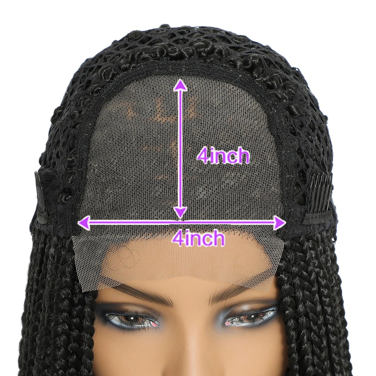 Long Box Braided 4x4 Lace Wigs With Baby Hair Twist Braids Lace Closure Wigs For Black Women Synthetic Cosplay Wig 30 Inch Luxegan
