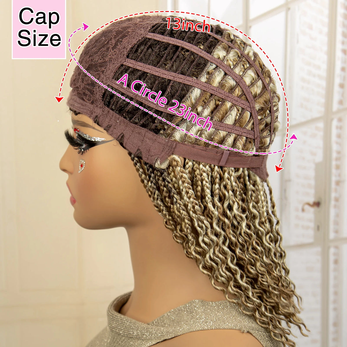 Short 14" Bob Braided Wig | Curly Knotless Box Braids | Synthetic Machine Made Wig | For Black Women