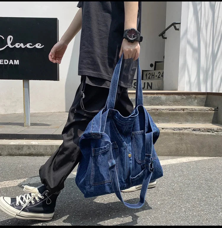 Casual Denim Tote Crossbody Bags for Women | Designer Jeans Shoulder Bag | Large Capacity Street Trend Luxury Handbag Luxegan