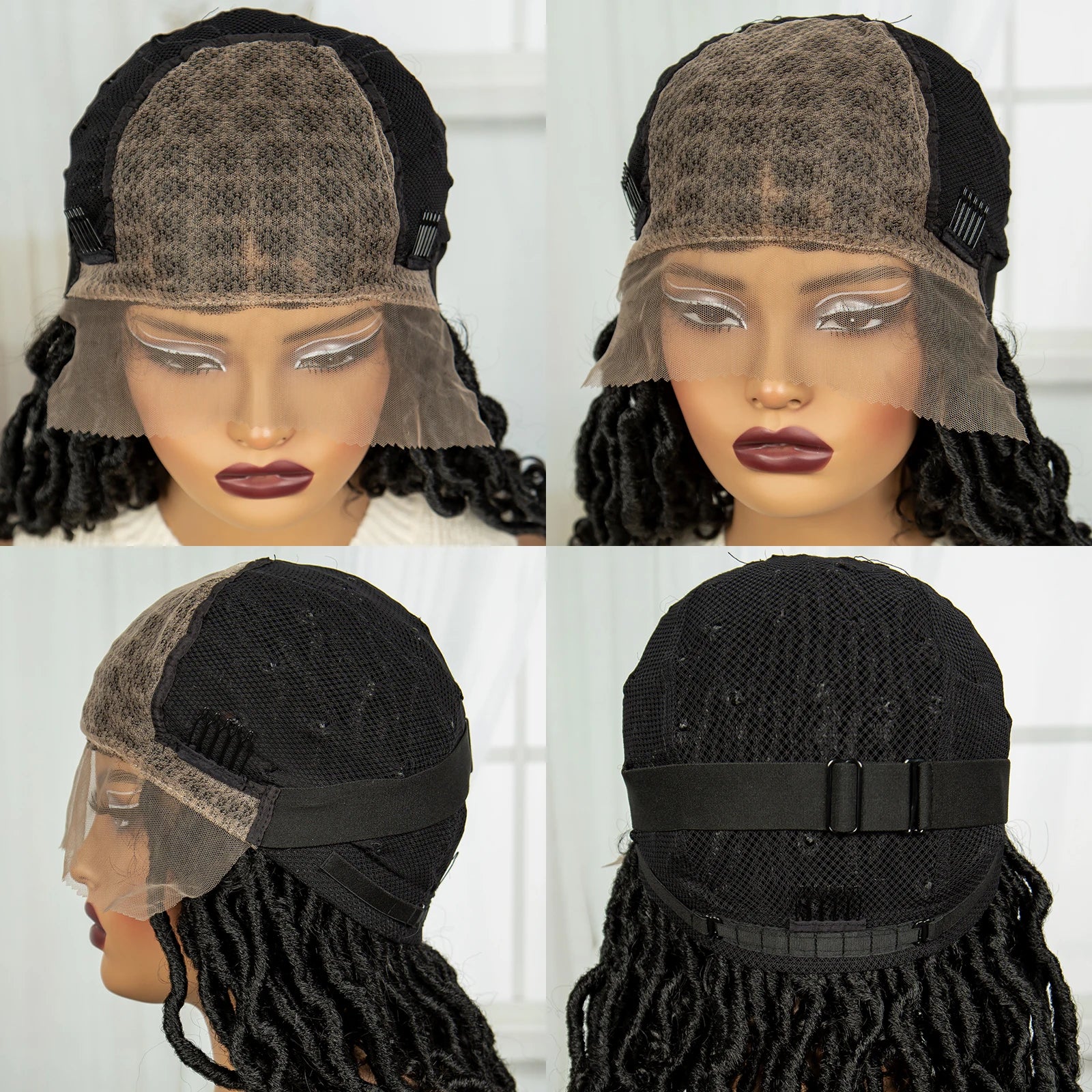 Curly Ends Dreadlock Braided Wig | Synthetic Lace Front Goddess Locs Braid Wig with Baby Hair | Faux Locs Wig for Black Women Luxegan