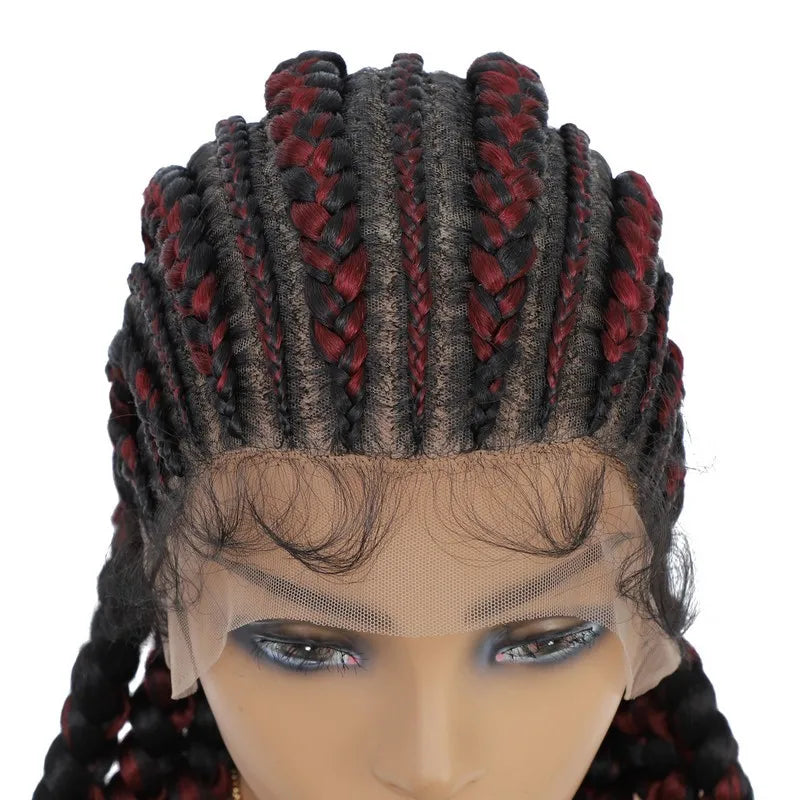 36" Jumbo Dutch Twins Cornrows Wig | Full Lace Front | Synthetic Braids | Black Women Luxegan