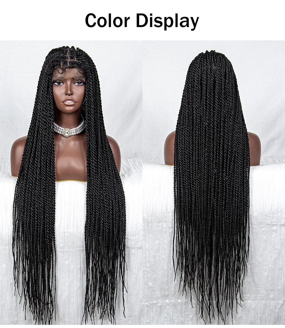 40" Long Straight Braided Wig | Full Lace | Baby Hair | Colored Braids Luxegan