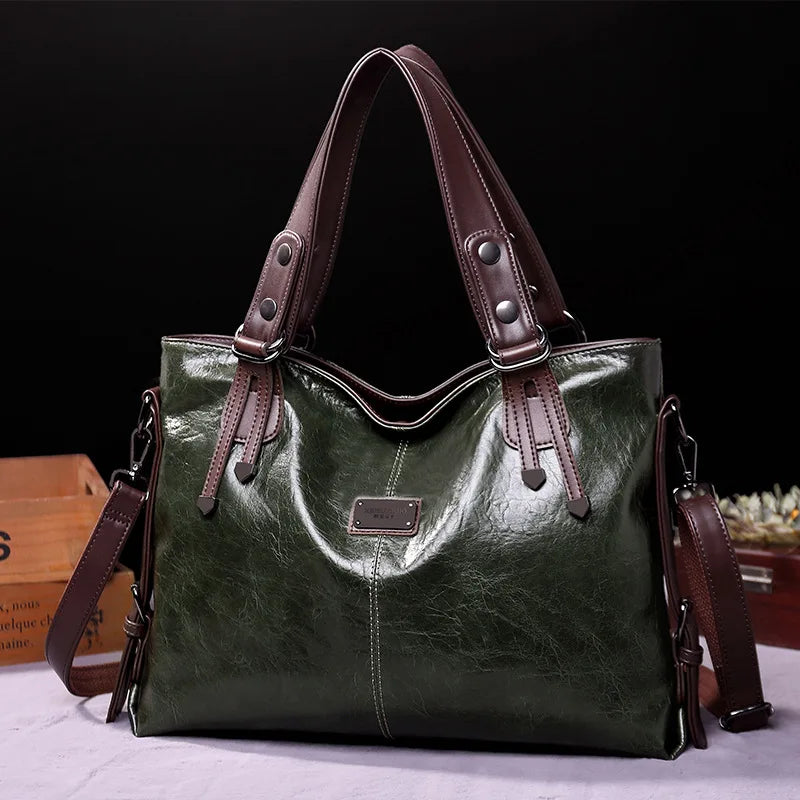 New Fashion Casual Tote Bag | Women's Handbags & Soft Leather Shoulder Bags (Vintage Big Capacity Crossbody Hand Bag) Luxegan