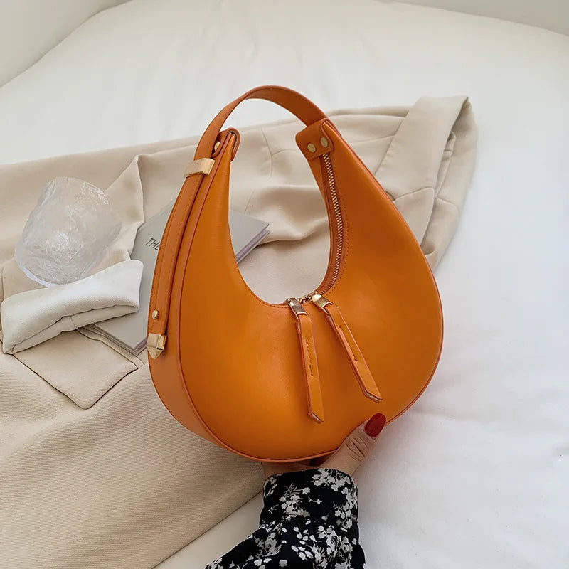 Luxury Half-Moon Underarm Bag for Women | PU Leather Shoulder & Crossbody Bag (Autumn Winter Fashion Armpit Handbag & Purse) Luxegan