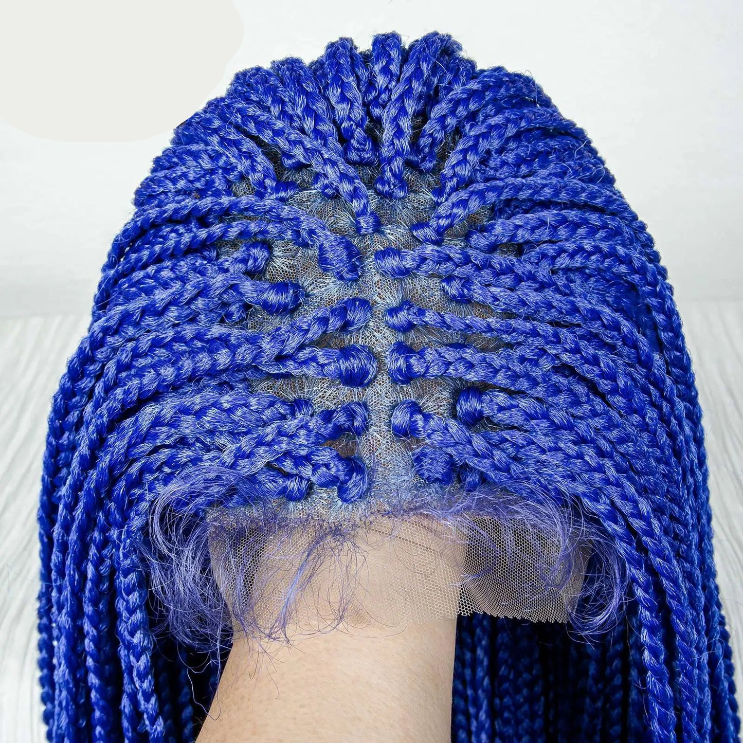 36" Blue Knotless Box Braids Lace Front Wig | Baby Hair | Crochet Braids | Black Women