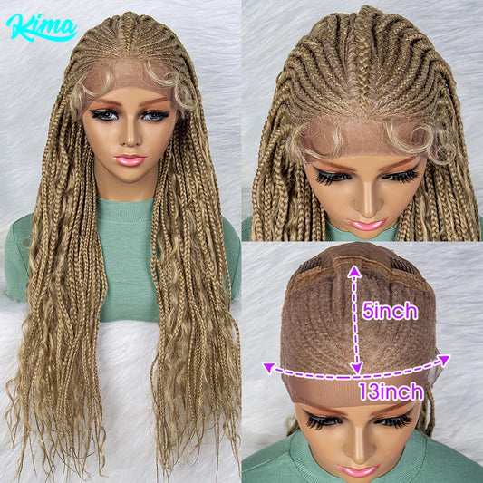 28" Brown Braided Wig | 13x5 Lace Front with Baby Hair Luxegan