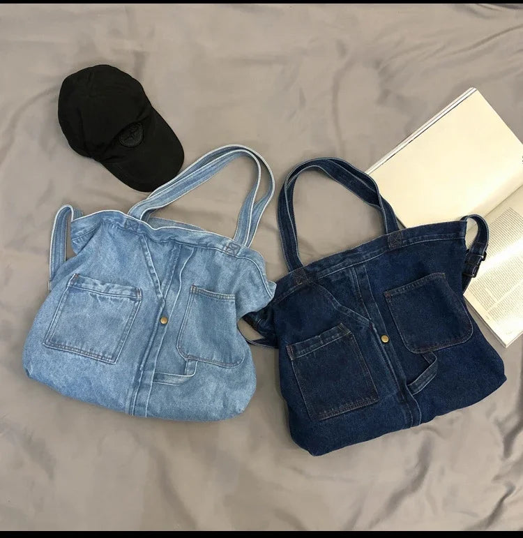 Casual Denim Tote Crossbody Bags for Women | Designer Jeans Shoulder Bag | Large Capacity Street Trend Luxury Handbag Luxegan