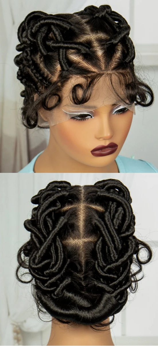3-in-1 Handmade Bantu Braids Wig | Faux Locs Option | Full Lace | Baby Hair Luxegan