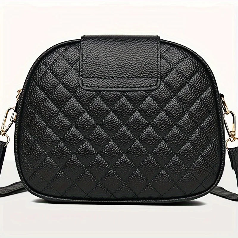 Small Quilted Crossbody Bag | Stylish PU Leather Shoulder Purse with Vintage Round Shape Luxegan