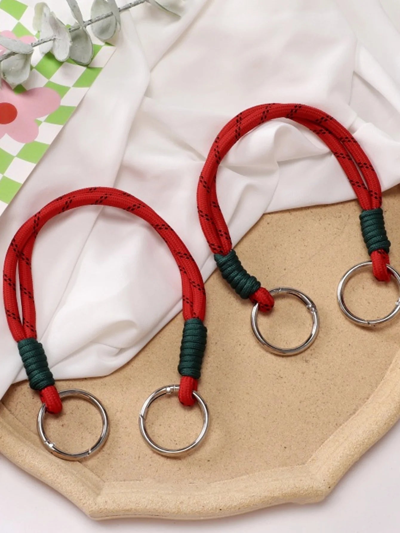 Red and Green Colour-Blocking Knitted Tote Bag | Small Square Double Handle Bag Luxegan