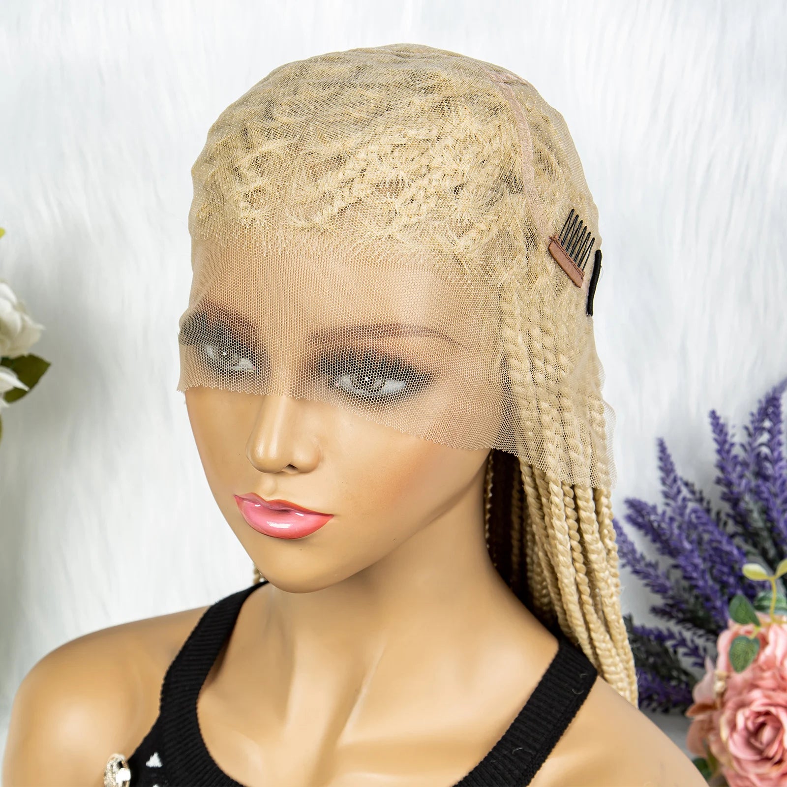 613 Blonde Box Cornrow Braided Wig | HD Full Lace Knotless Braids Wig | Synthetic Braiding Wig for Black Women