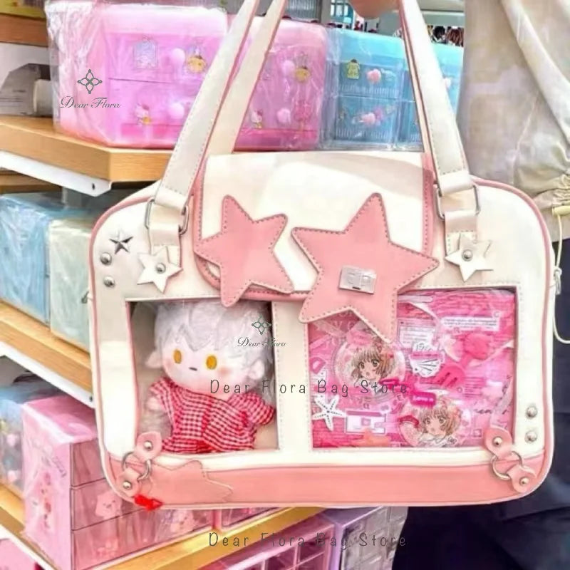 Y2K Trendy Star Ita Bag | Lolita Girl Transparent Display Crossbody | Fashionable DIY Star-Shaped Satchel | Cute Women's Shoulder Bag & Anime Purse (Model 210) Luxegan