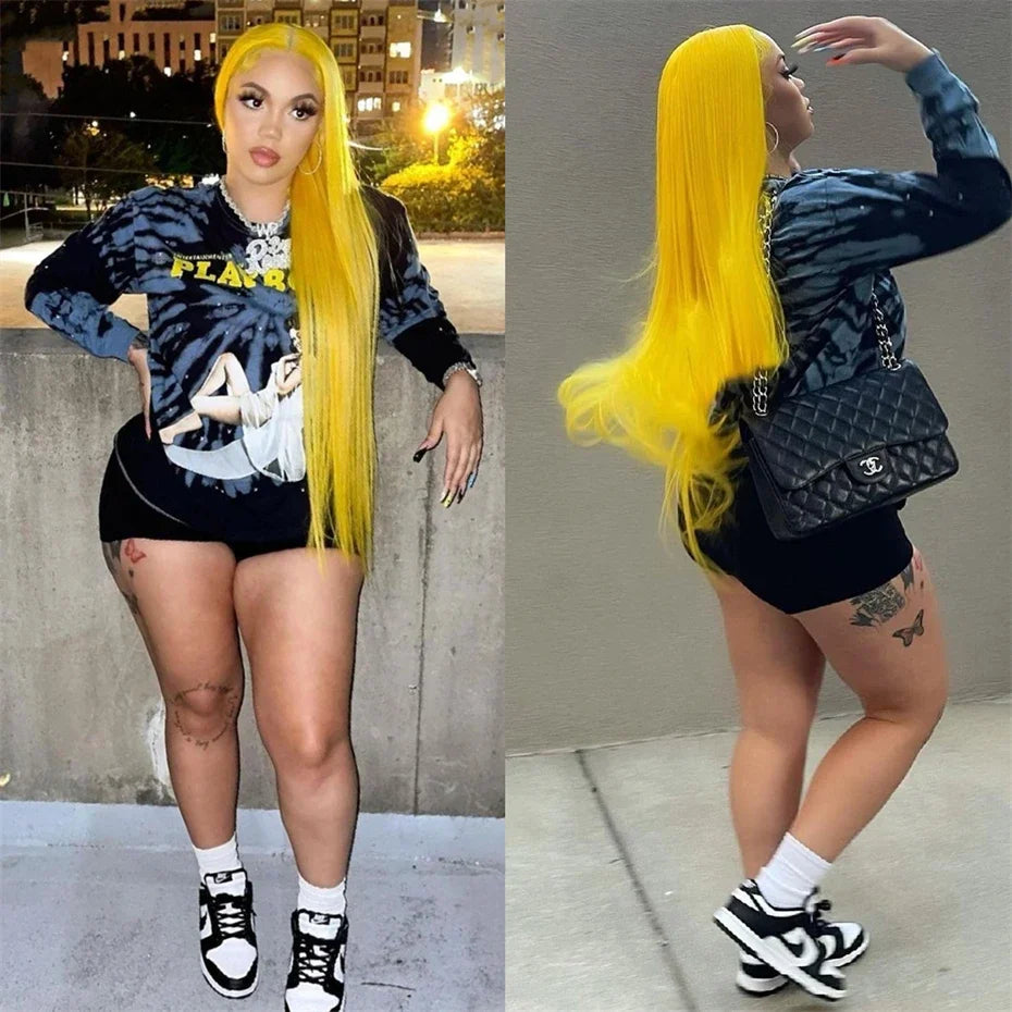 200% Density Light Yellow Straight 613 HD Transparent Lace Front Wig | 13x6 & 13x4 Lace Frontal Human Hair Wig for Women Luxegan