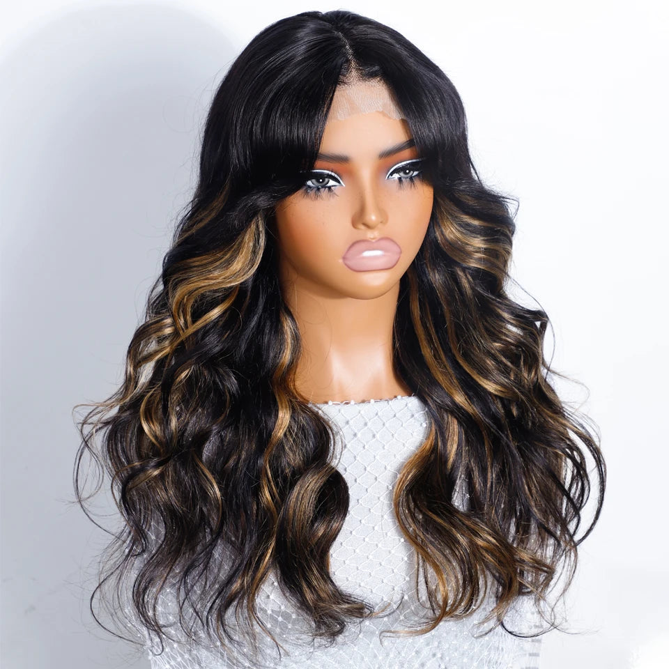1B/27 Highlight Ombre Body Wave Lace Front Wig | 180% Density Honey Blonde Human Hair with Transparent Lace for Black Women Luxegan